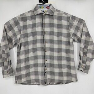 Proper Cloth Shirt Mens Large Button Up Long Sleeve Purple Gray Plaid Casual